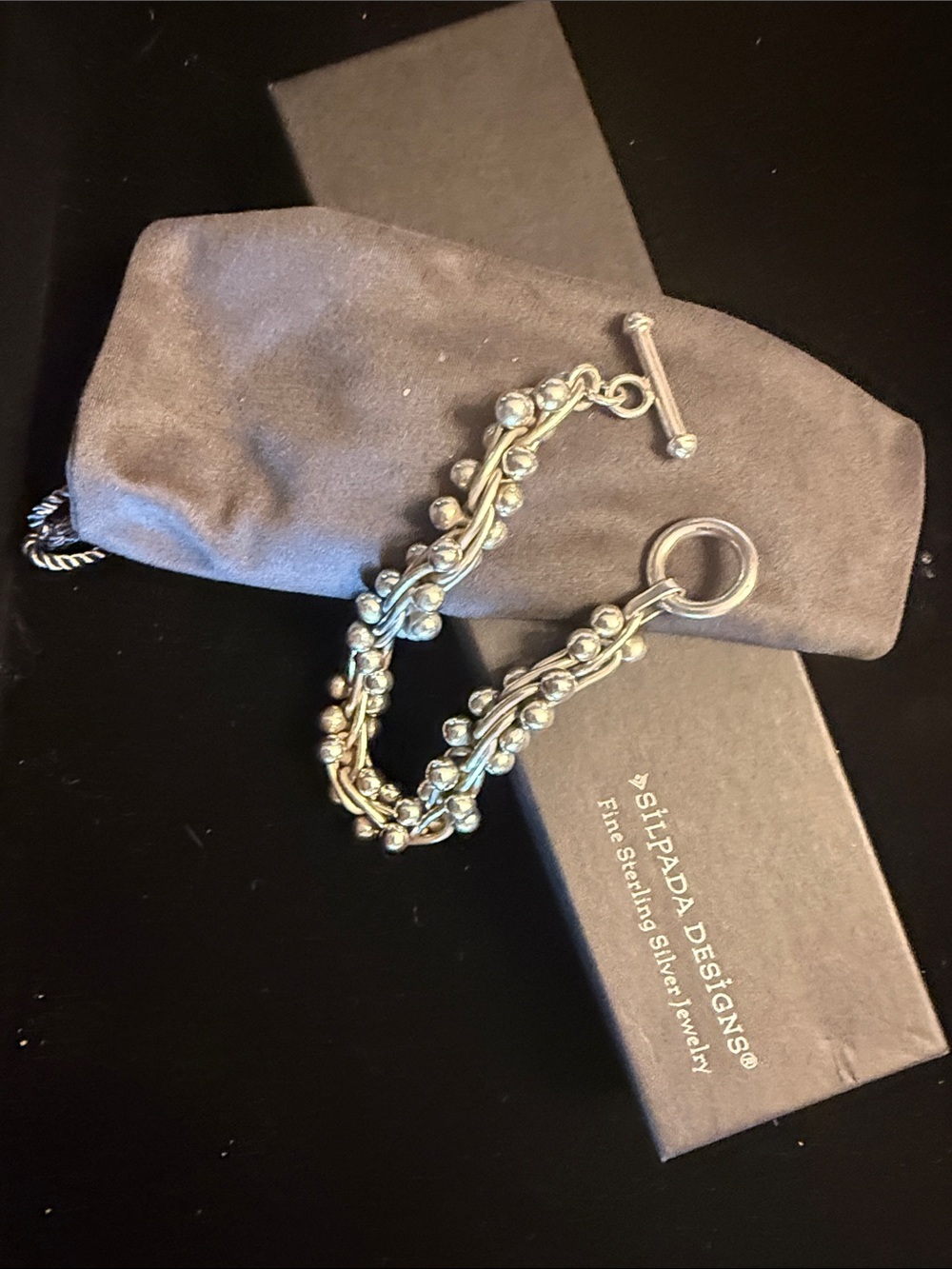 Silpada Silver Multi-Bead Toggle Bracelet.925 Sterling